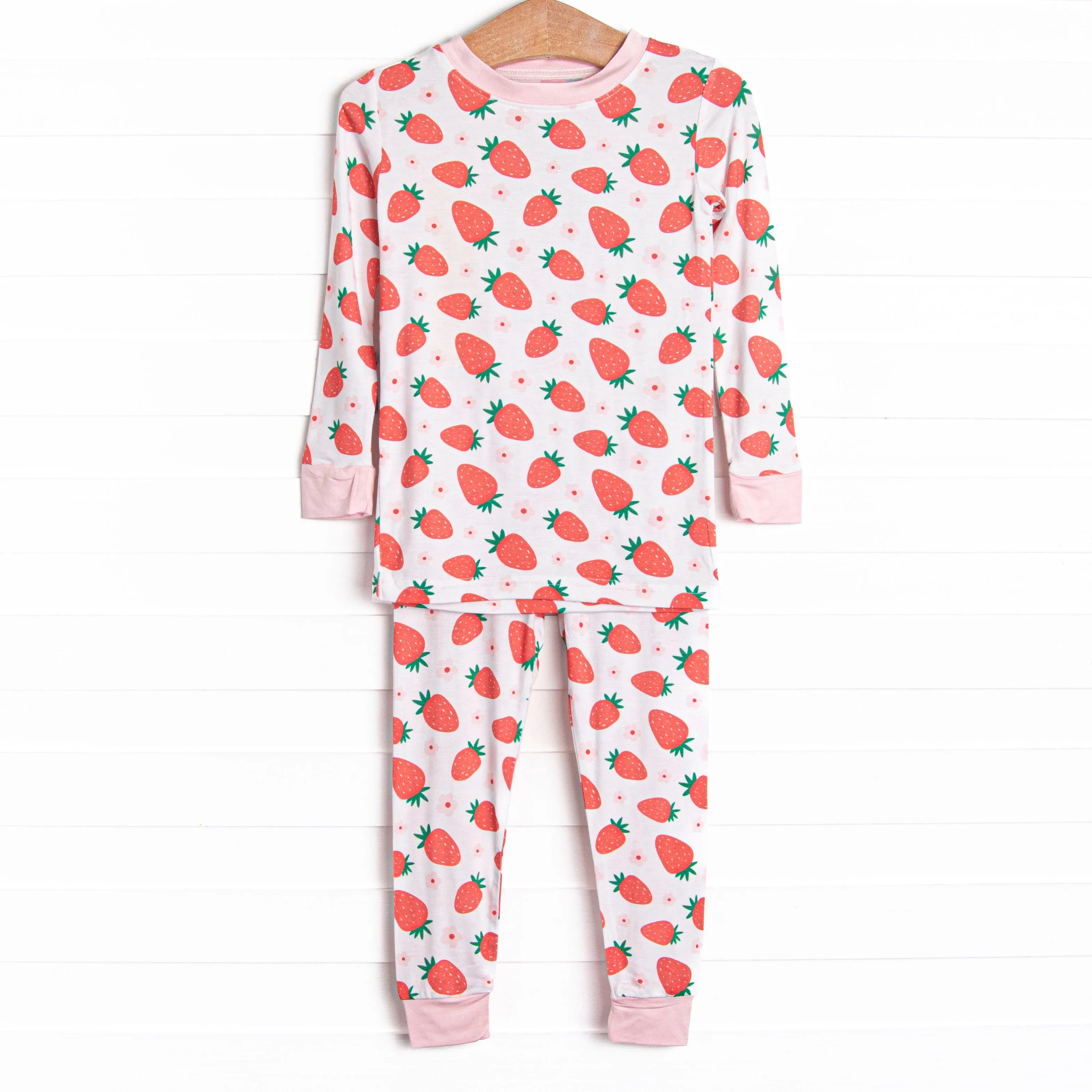 Strawberry Dreams Bamboo Pajama Set, Pink