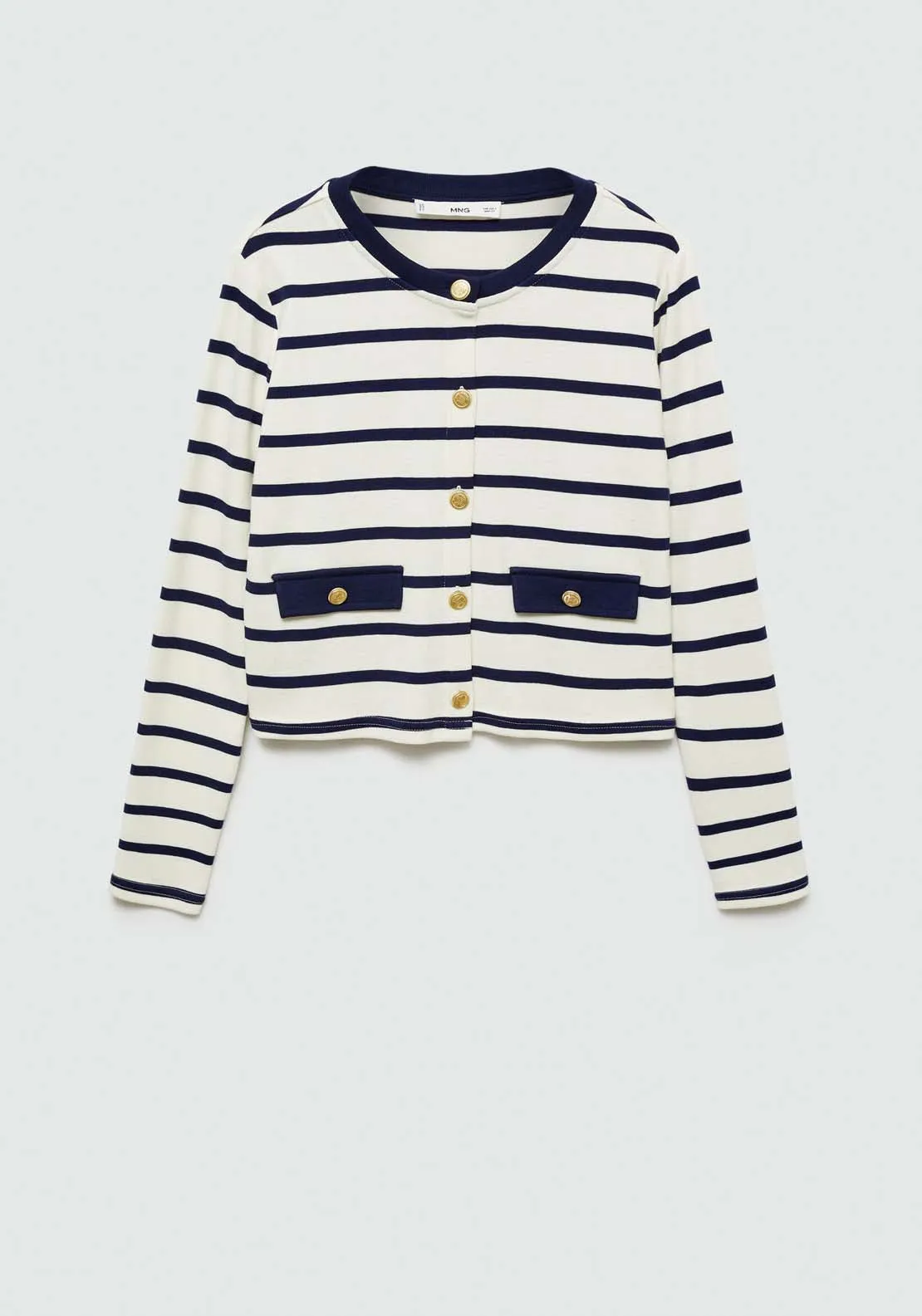 Striped cardigan with buttons - Light Beige