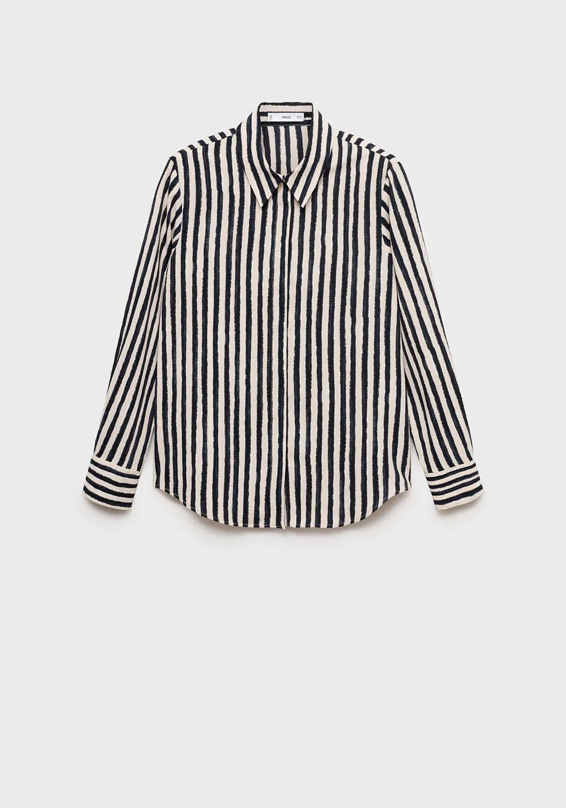 Striped Flowy Shirt - Light Beige
