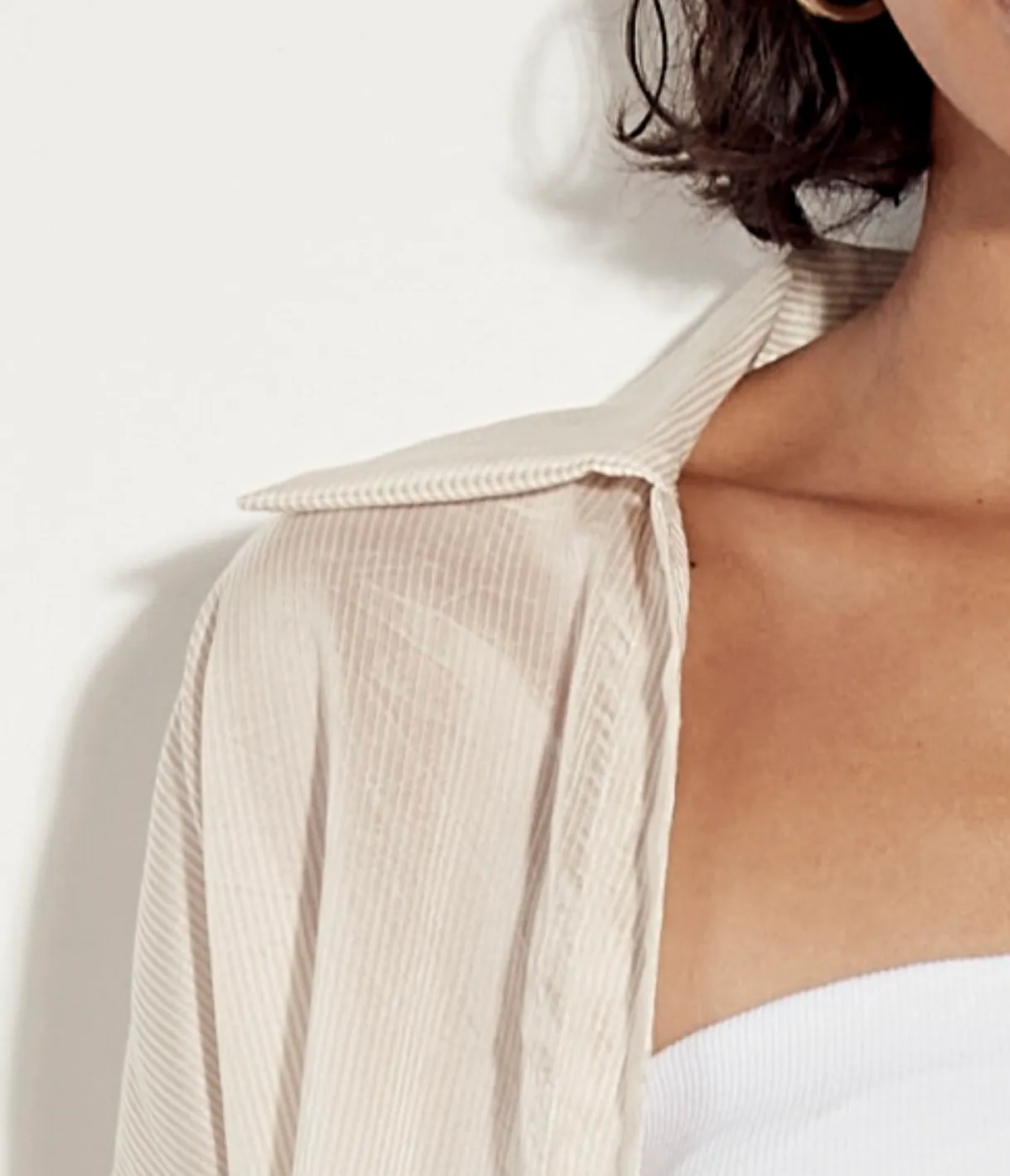 Striped Silk Shirt - Khaki Stripe