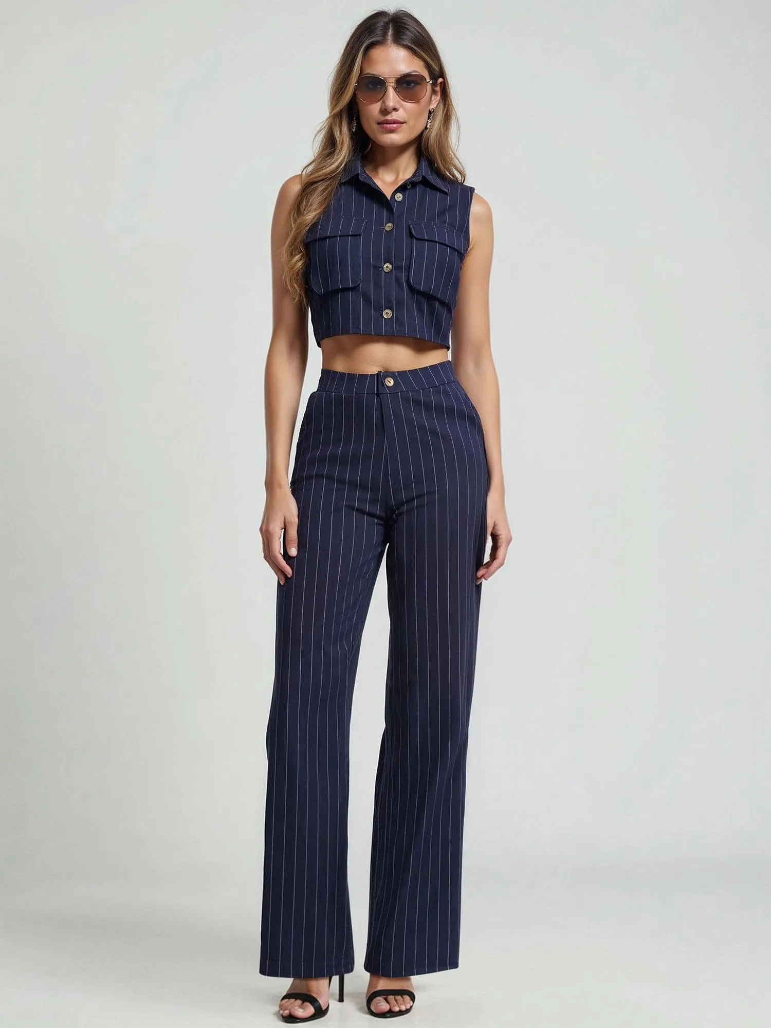 Striped Wideleg Pant
