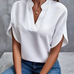 Stylish Women’s V-Neck Chiffon Blouse with Long Sleeves