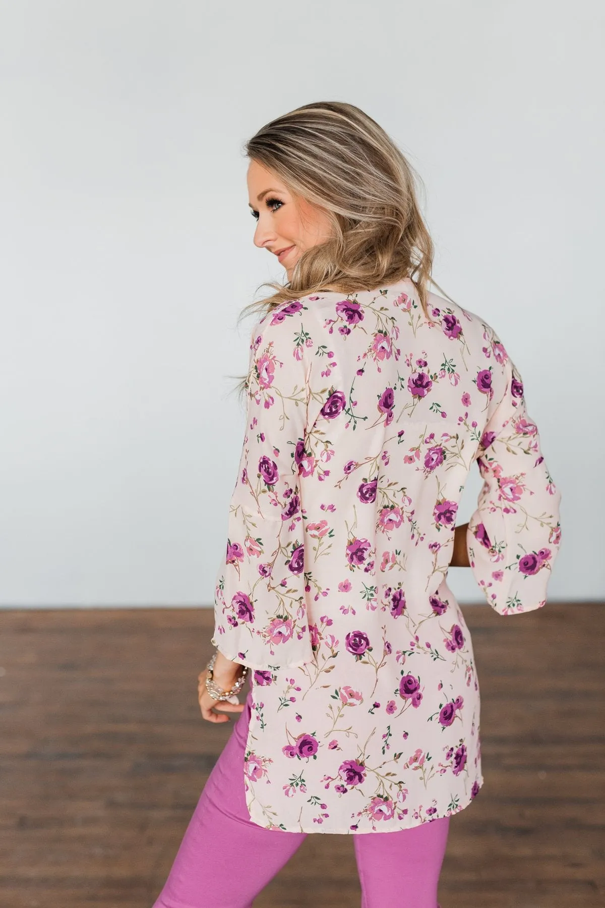 Sugar Coated Floral Kimono- Peachy Blush