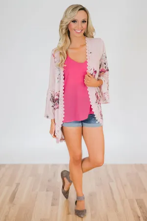 Summertime Sunshine Floral Kimono- Blush Pink
