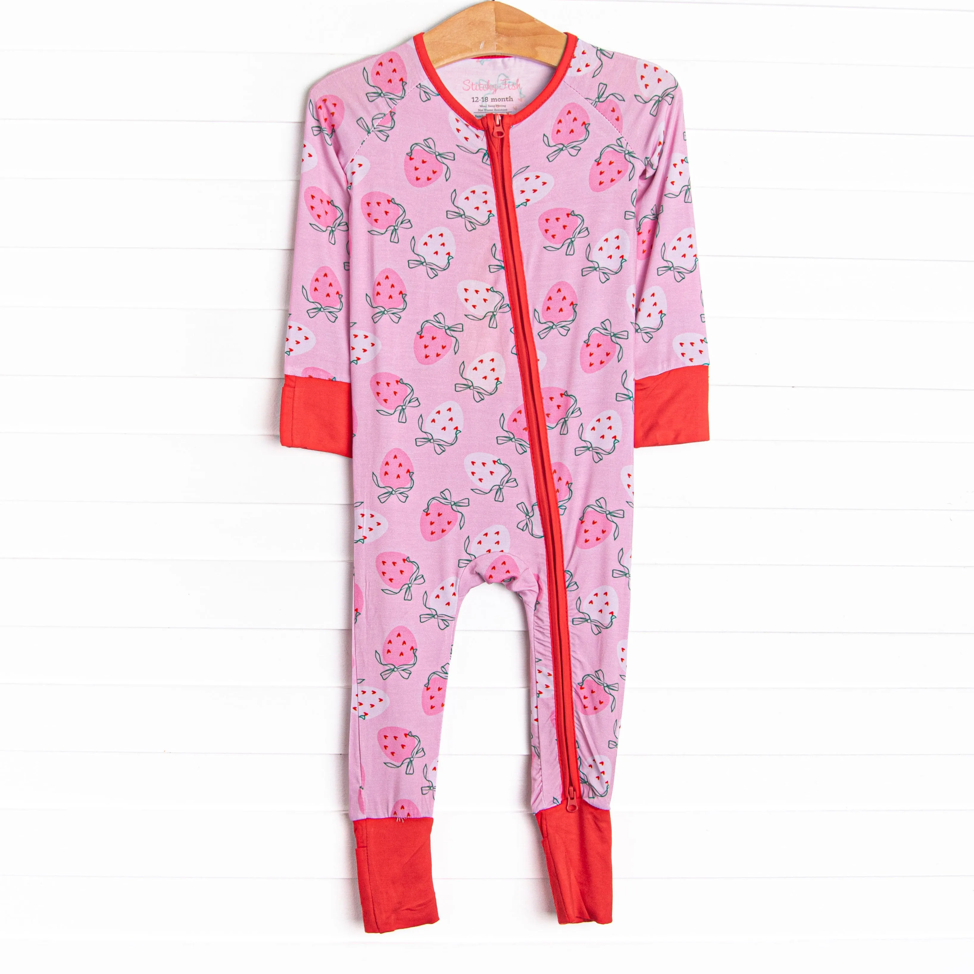 Sweet Sleep Strawberry Bamboo Zippy Pajama, Pink