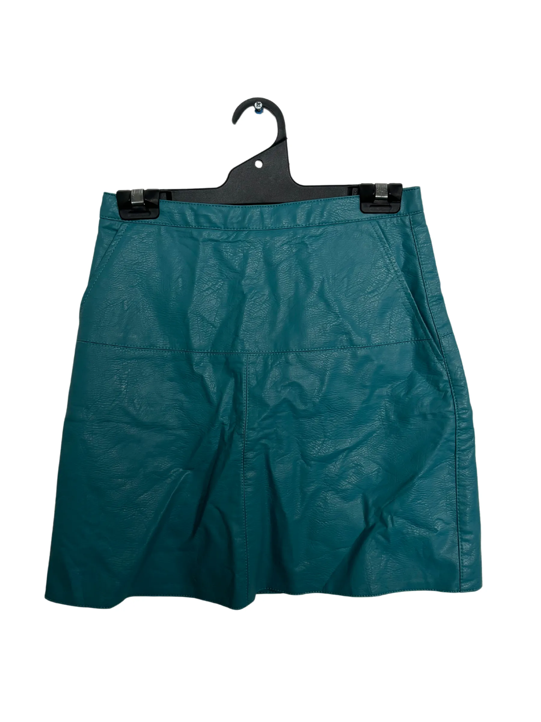 Teal Blue Highwaisted Faux Leather Mini Skirt