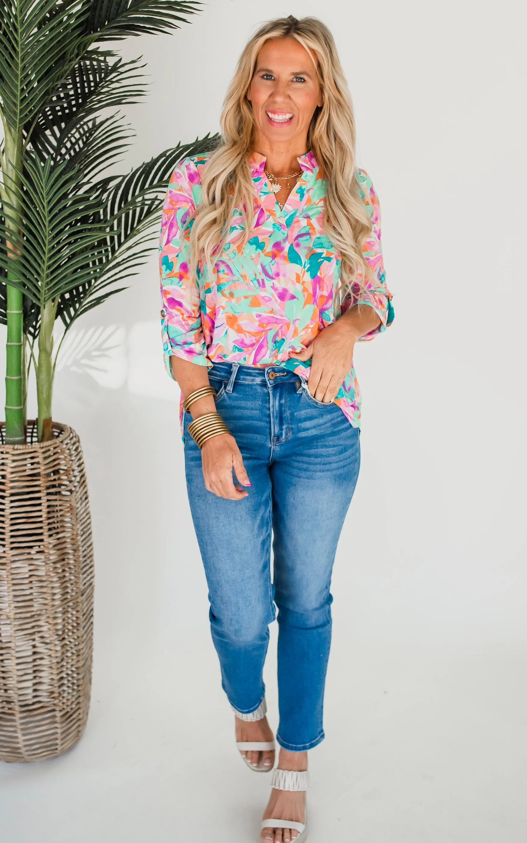 The Lizzy Blossom Burst Floral Blouse Top - Final Sale