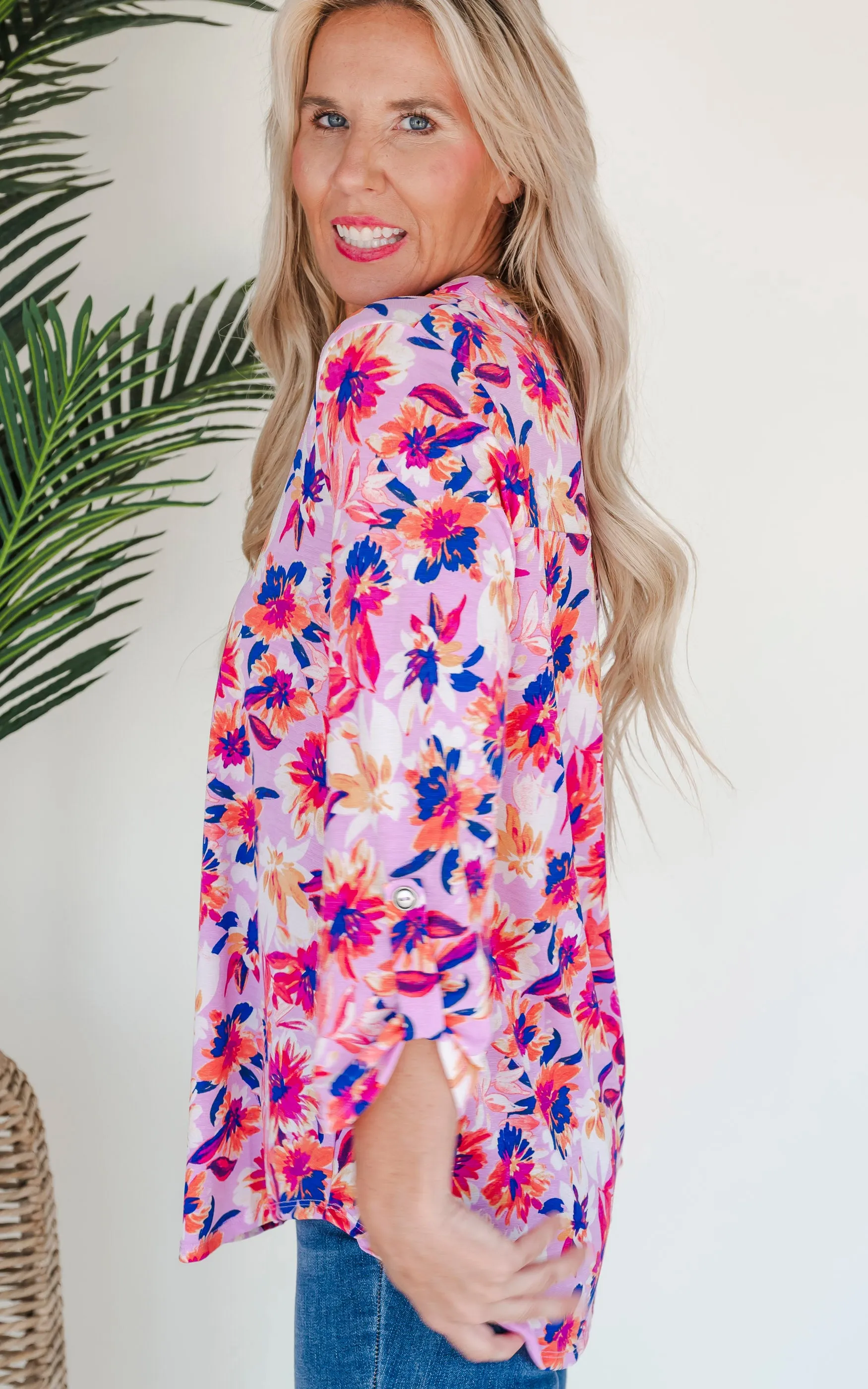 The Lizzy Make You Smile Floral Blouse Top - Final Sale