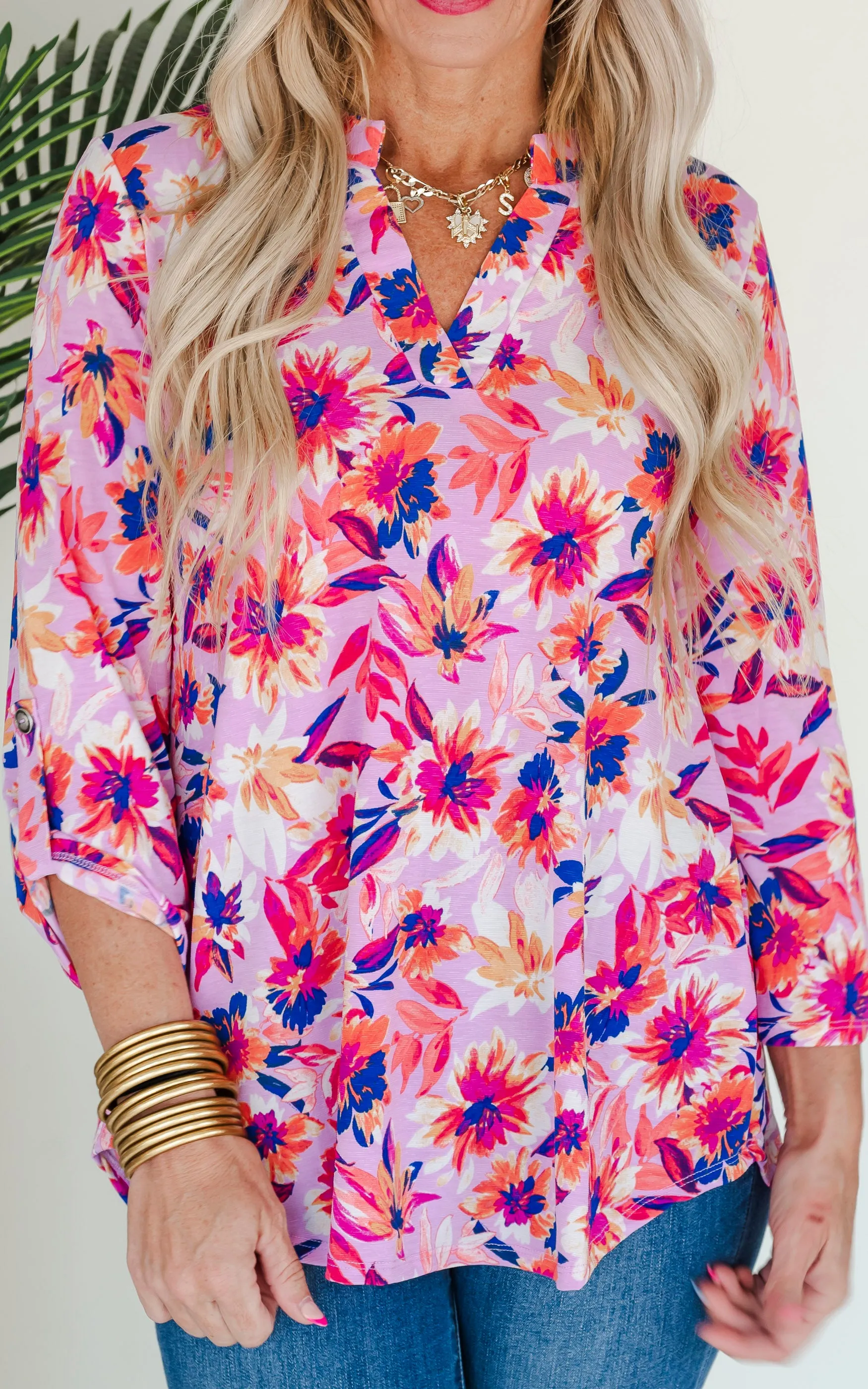 The Lizzy Make You Smile Floral Blouse Top - Final Sale