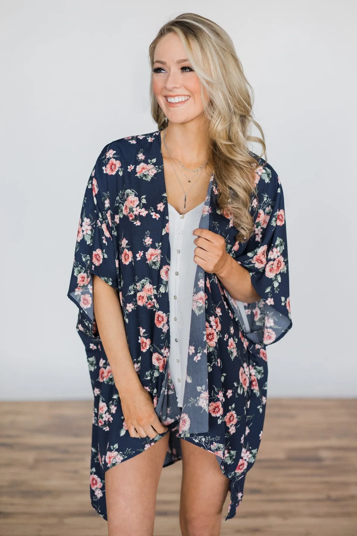 The Only Reason Navy Floral Kimono