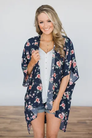 The Only Reason Navy Floral Kimono