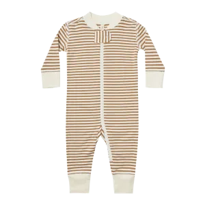 The Zip Longsleeve Sleeper by Quincy Mae - Walnut Stripe