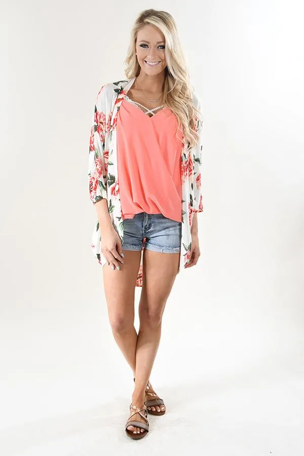 Time Flys Floral Kimono