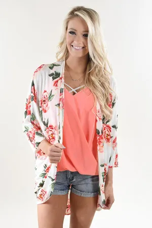 Time Flys Floral Kimono