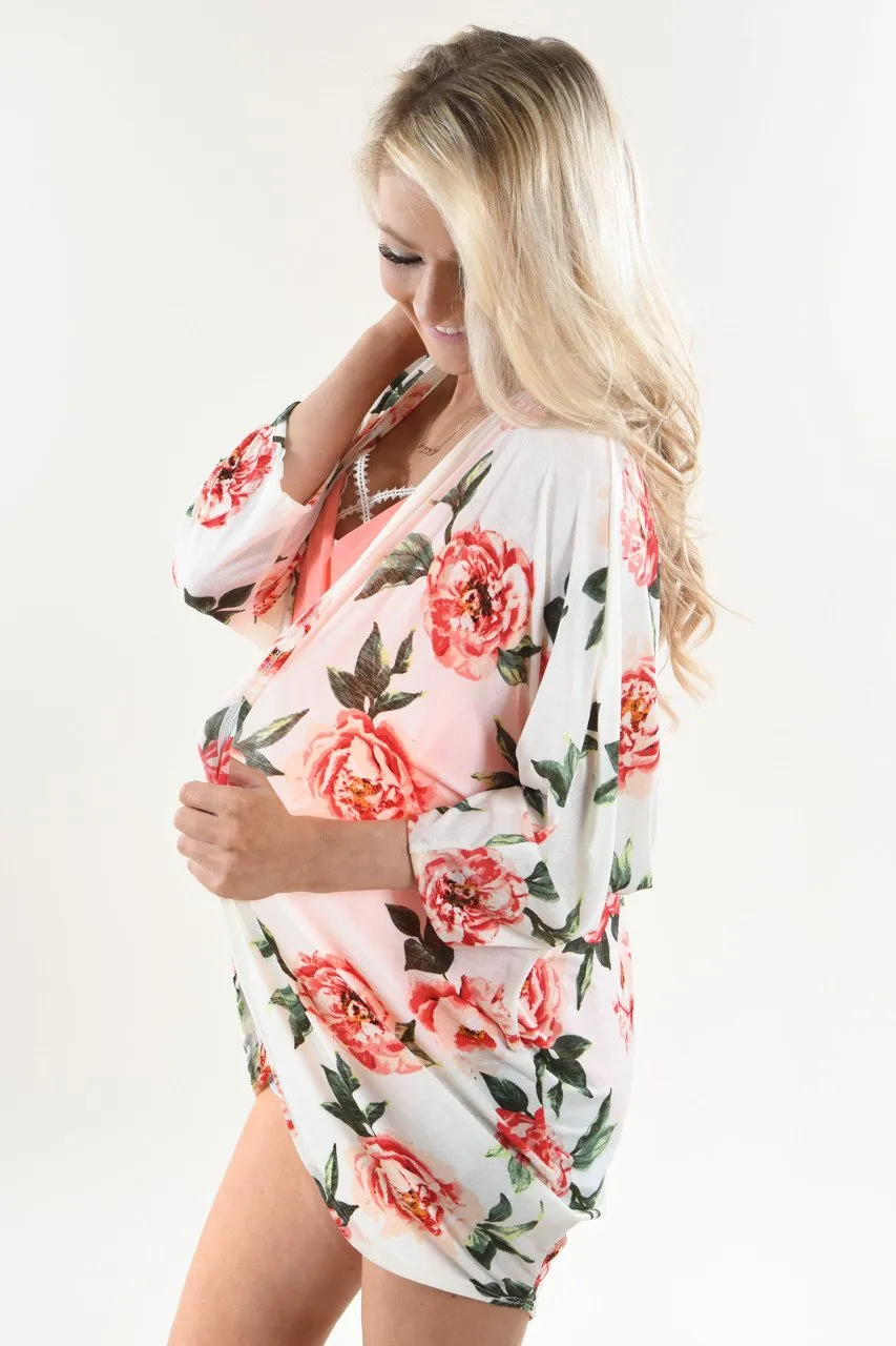 Time Flys Floral Kimono