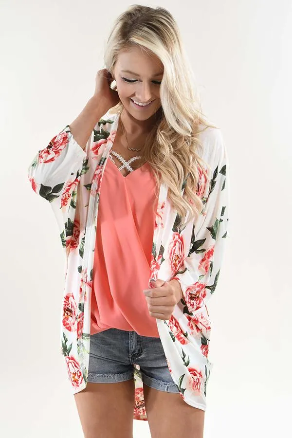 Time Flys Floral Kimono