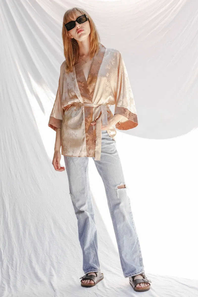 Tonal jacquard kimono