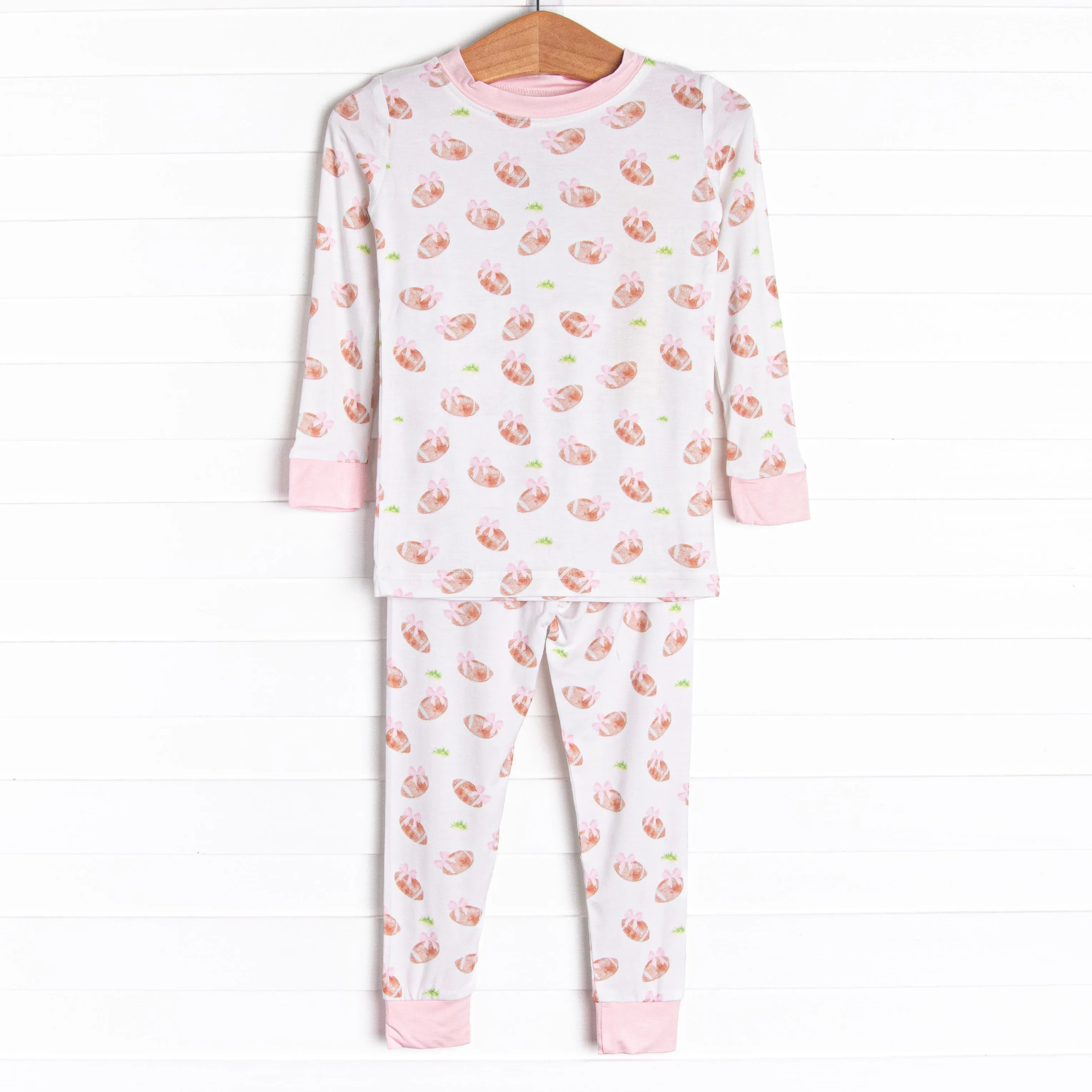 Touchdown Time Bamboo Pajama Set, Pink