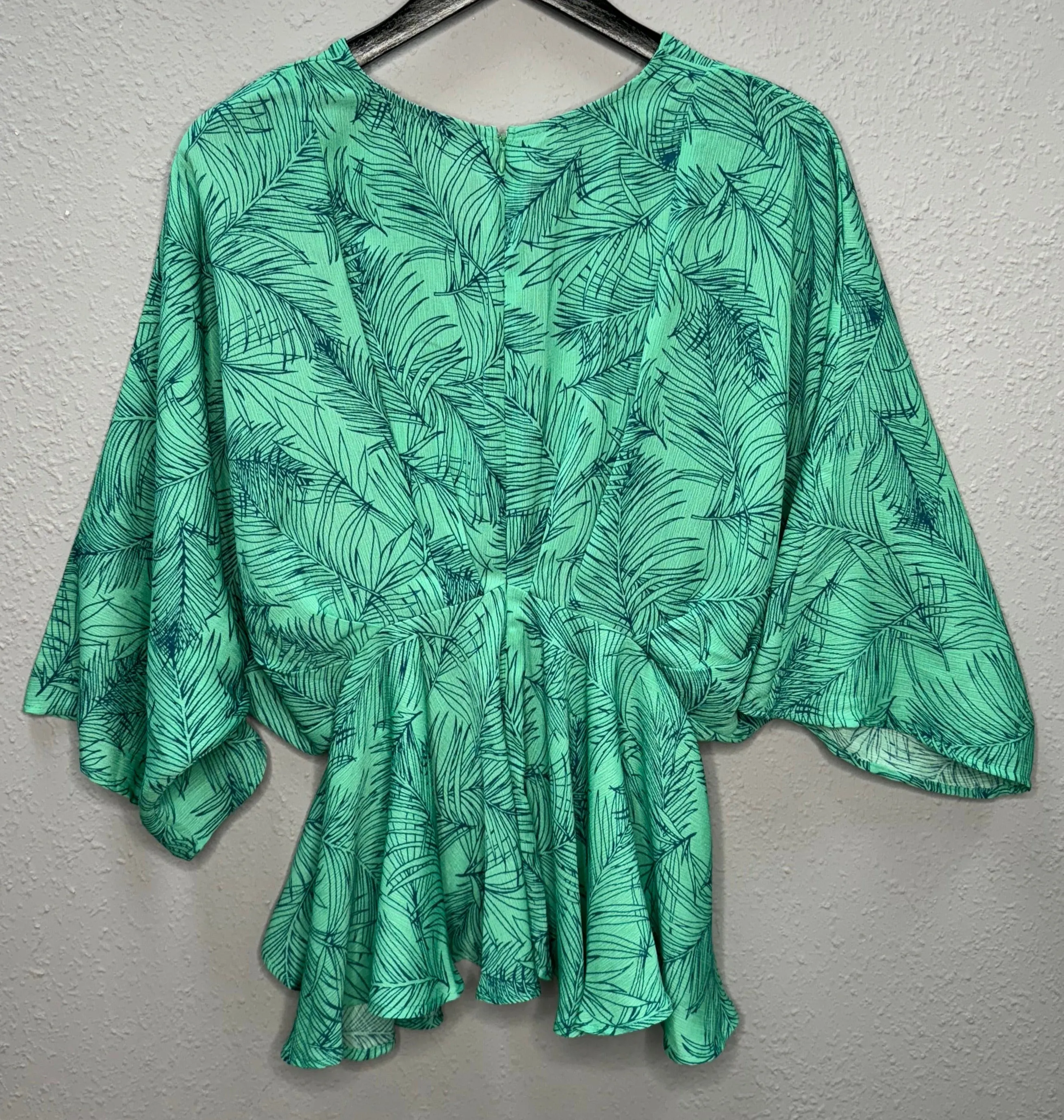 Tropical Print Peach Blossom Peplum Top