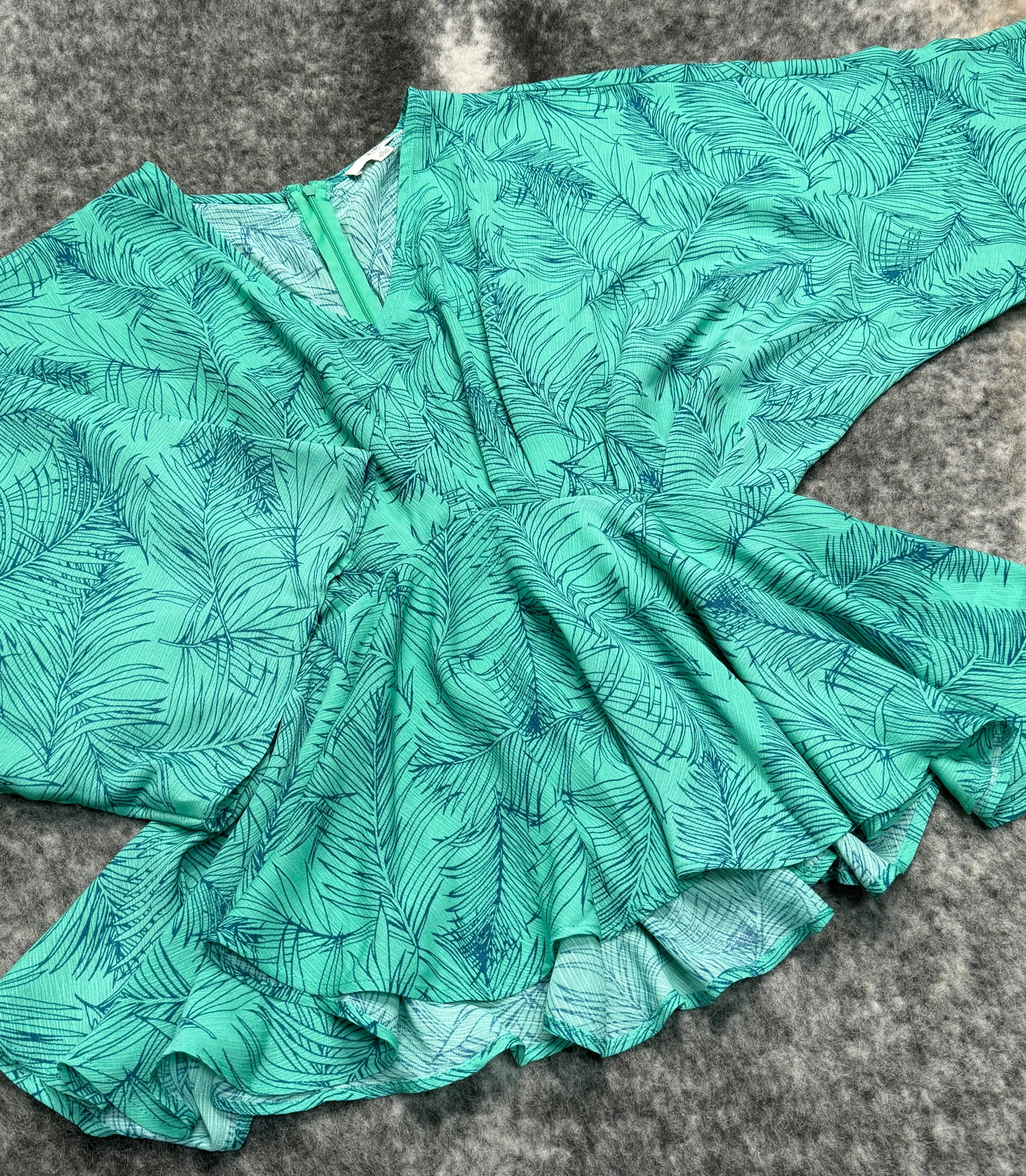 Tropical Print Peach Blossom Peplum Top