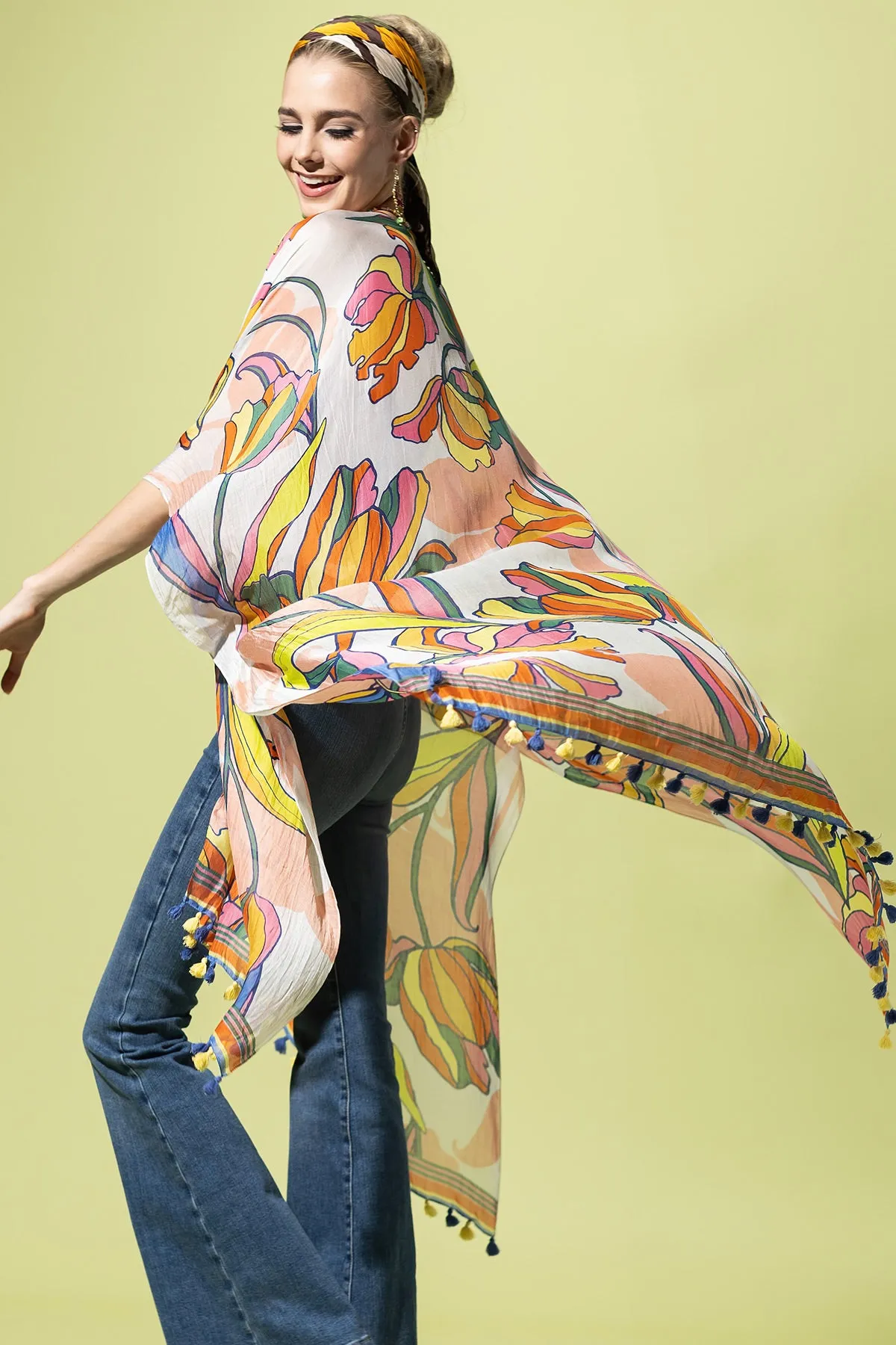 Tulip Dance Pompom Kimono