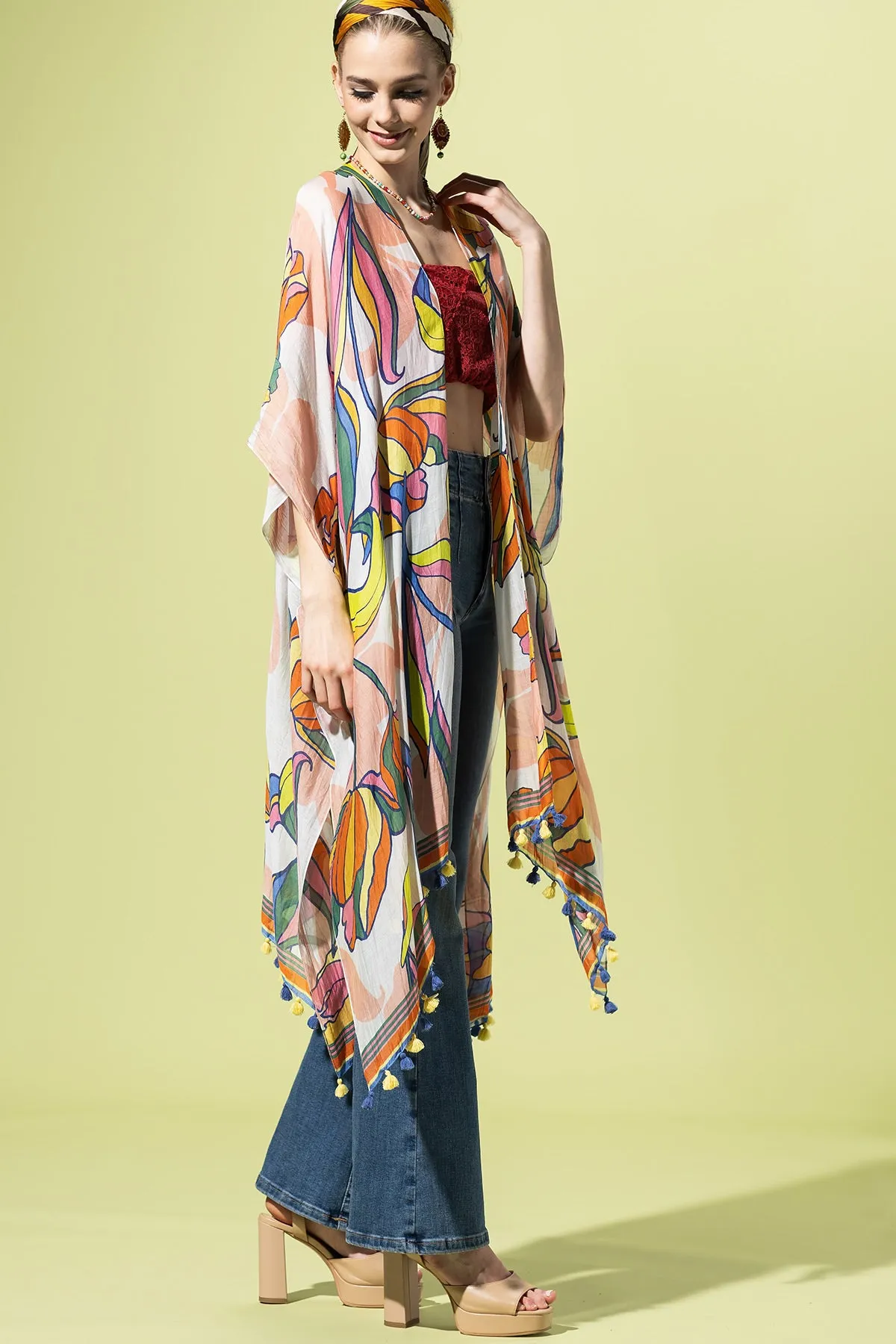 Tulip Dance Pompom Kimono