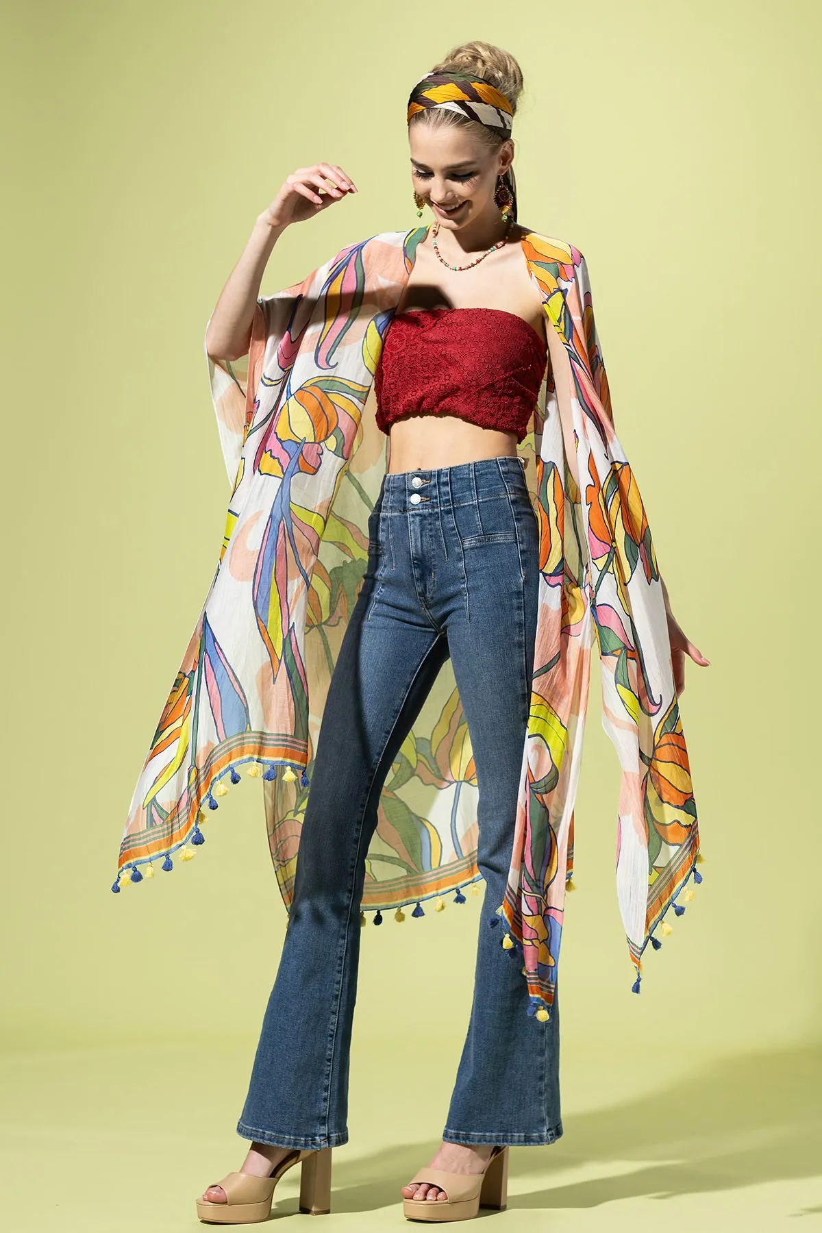 Tulip Dance Pompom Kimono