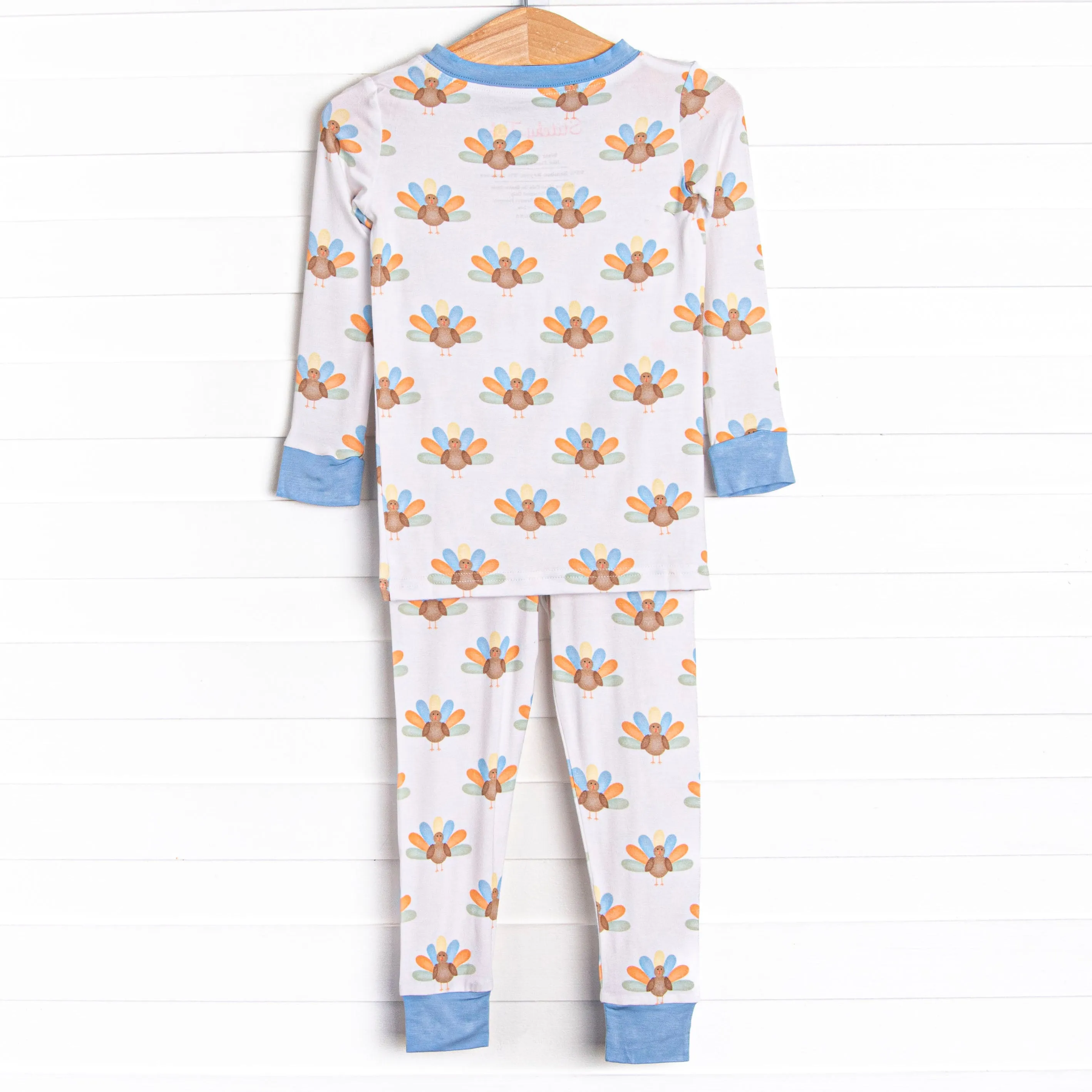Turkey Trot Bamboo Pajama Set, Blue