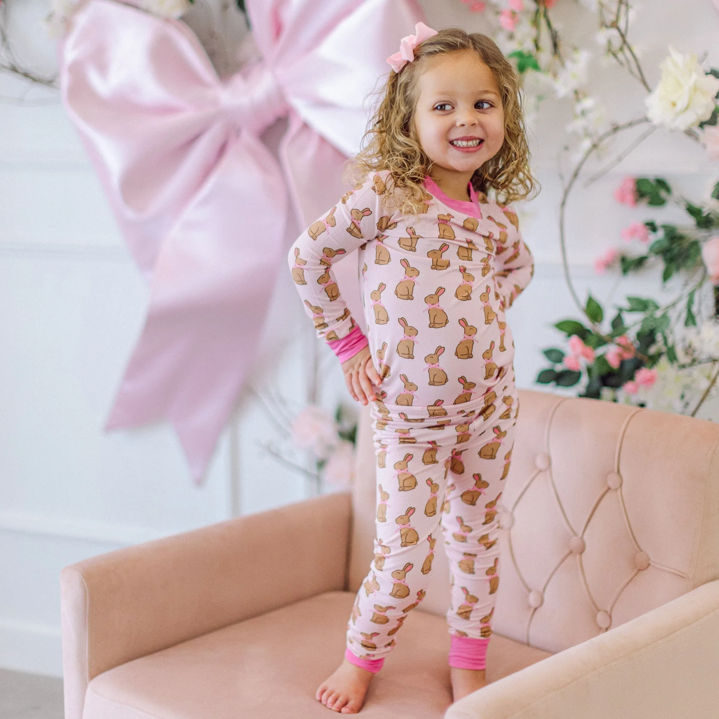 Two Piece Pajama Set | Pink Chocolate Bunny