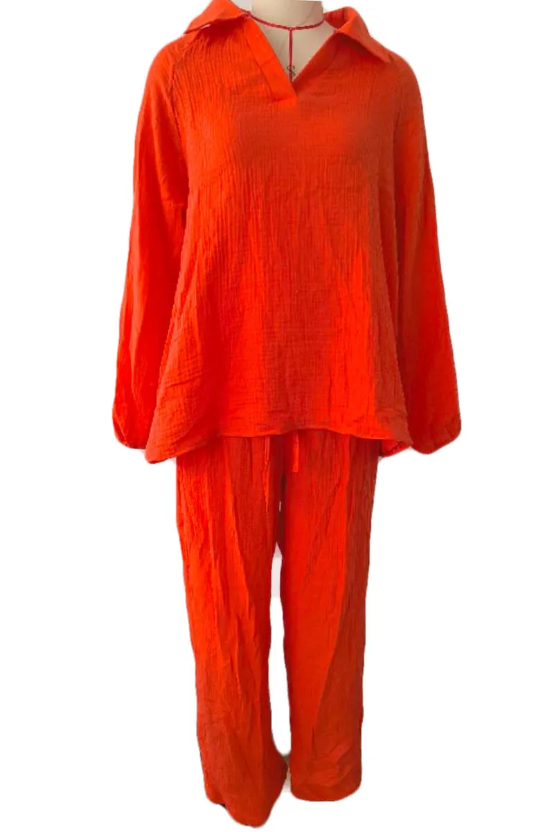 UK0647 Cotton Shirt and Pants Set
