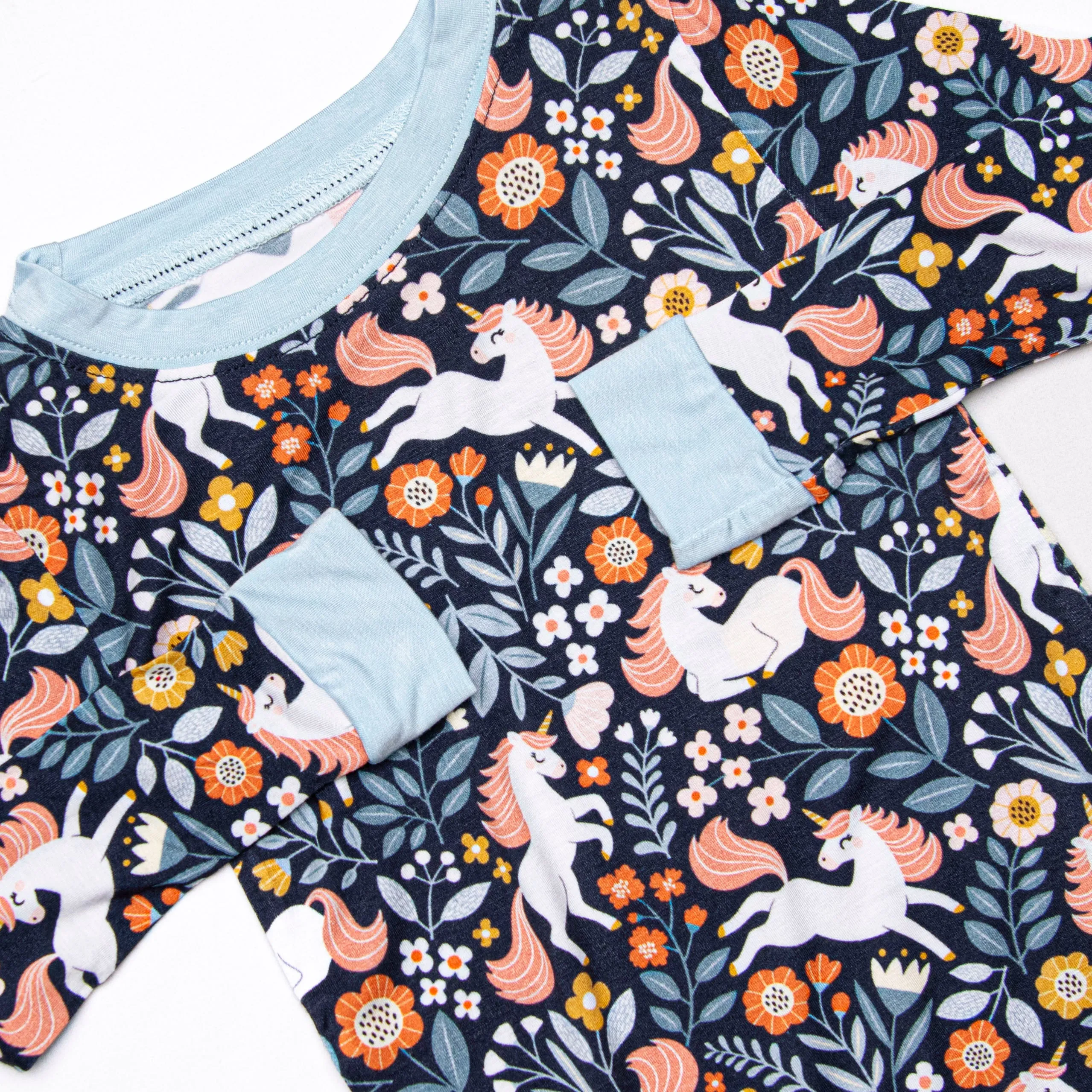 Unicorn Utopia Bamboo Pajama Set, Blue