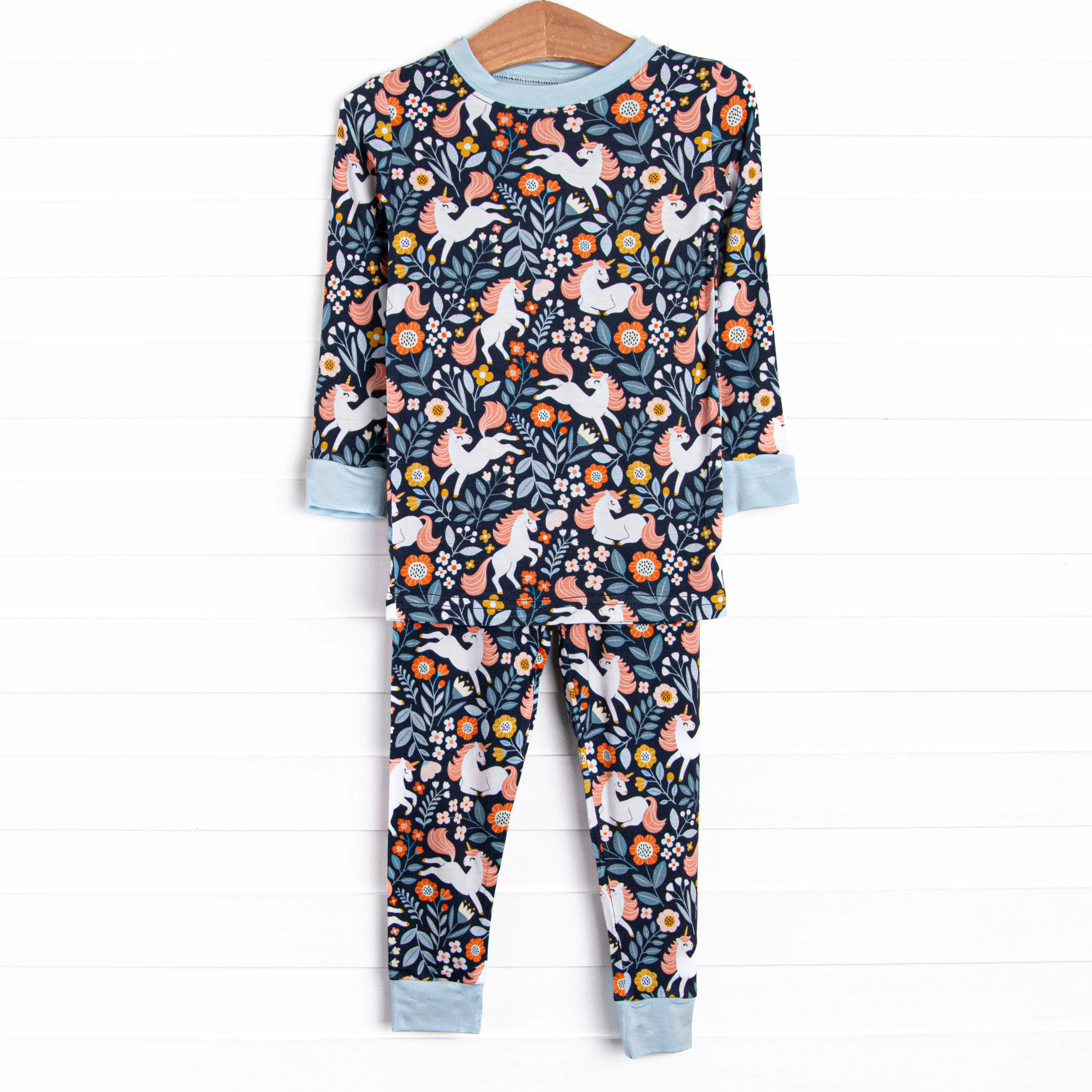 Unicorn Utopia Bamboo Pajama Set, Blue