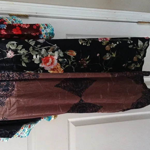 Ursime  velvet maxi length kimono long duster mandarin asian print Sz 3XL NWT