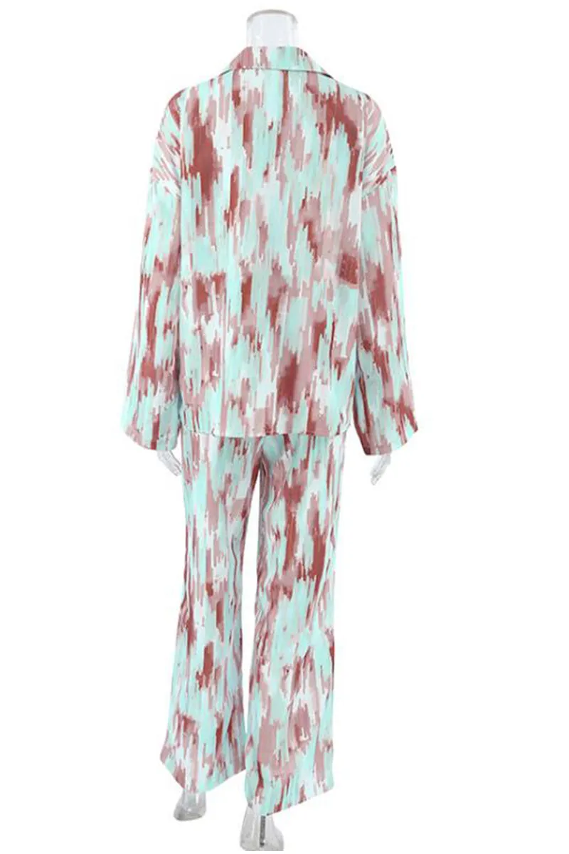 US3231 Tie Dye Shirt and Pants Set Top