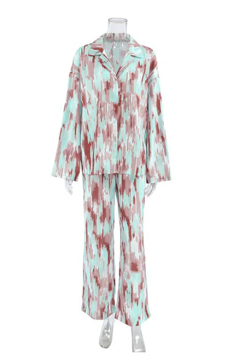 US3231 Tie Dye Shirt and Pants Set Top