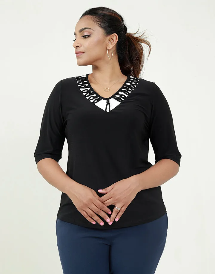 V-Neck Blouse with Detailed Neck Line
