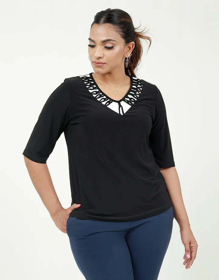 V-Neck Blouse with Detailed Neck Line