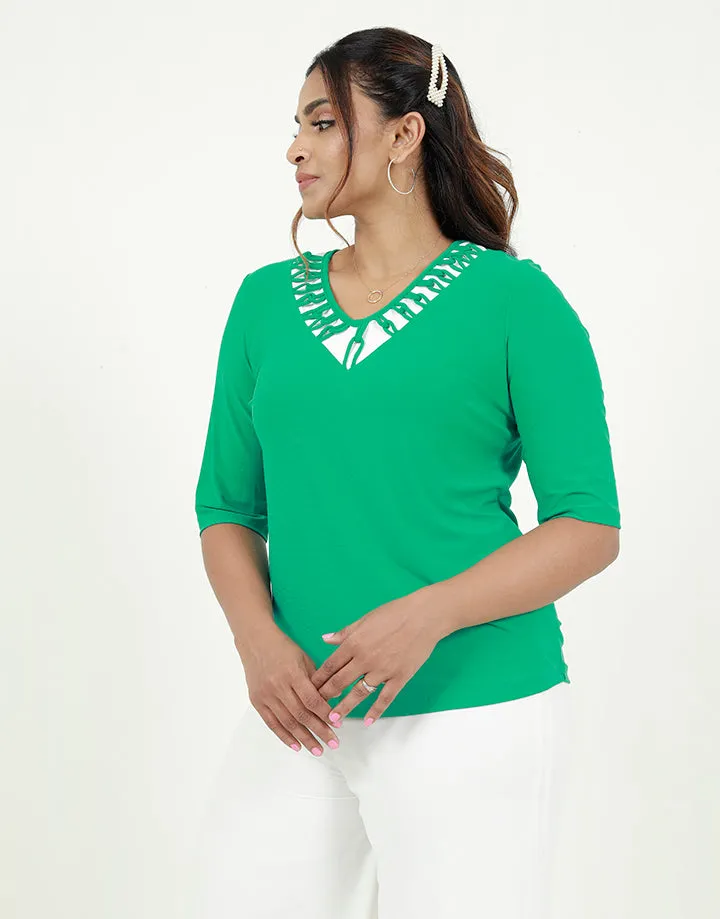 V-Neck Blouse with Detailed Neck Line