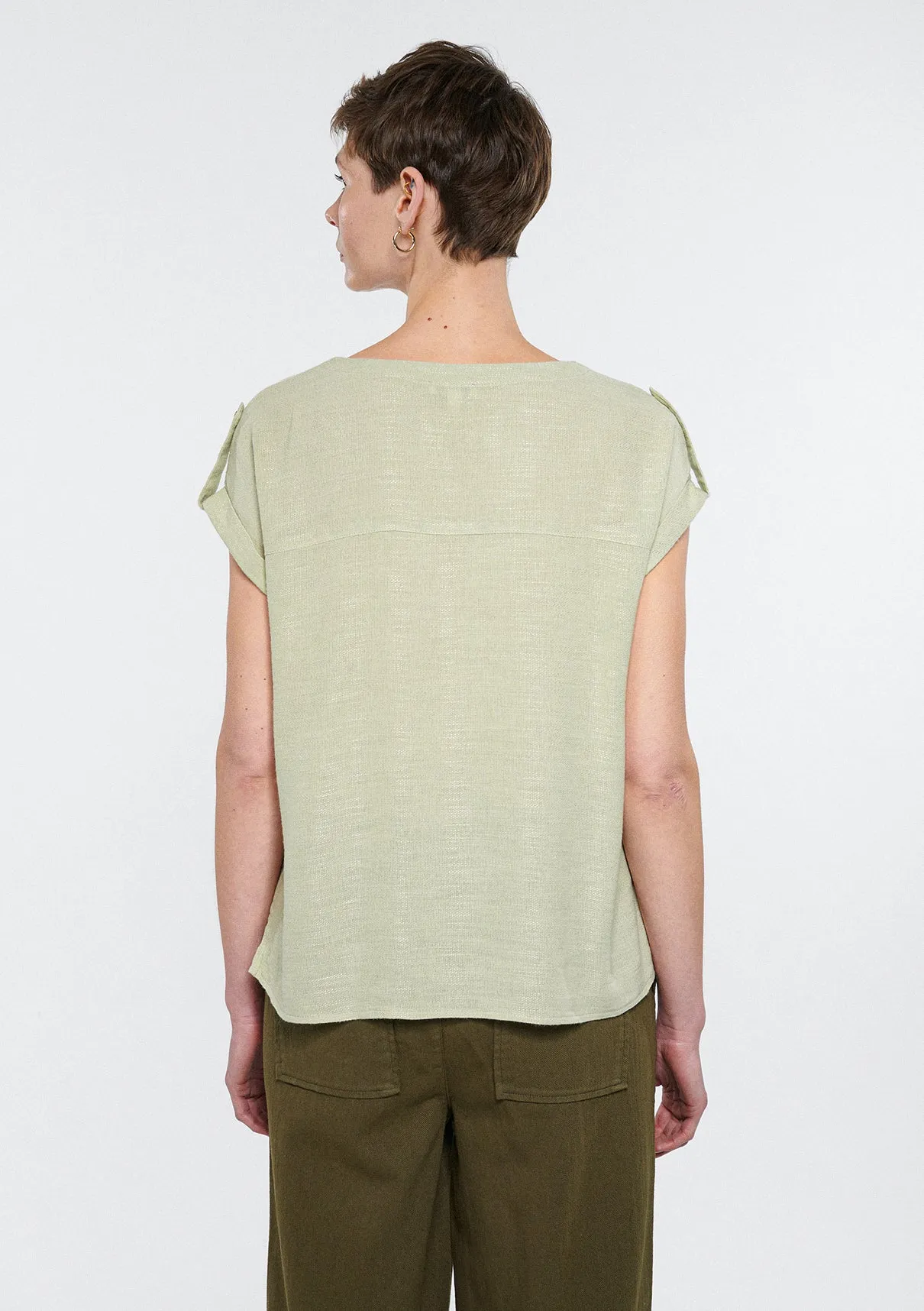 V Neck Green Blouse