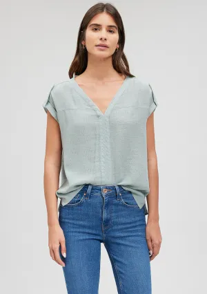 V Neck Green Blouse