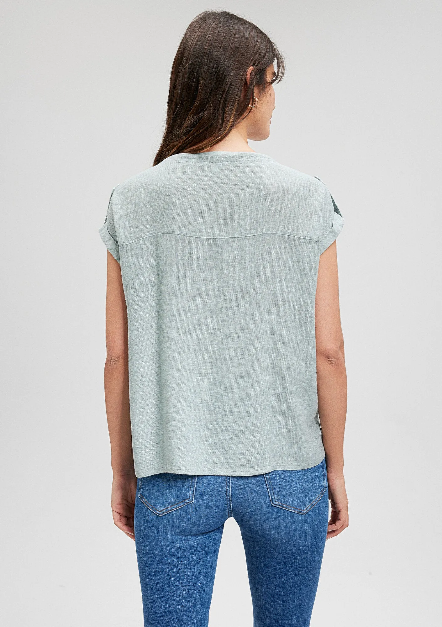 V Neck Green Blouse