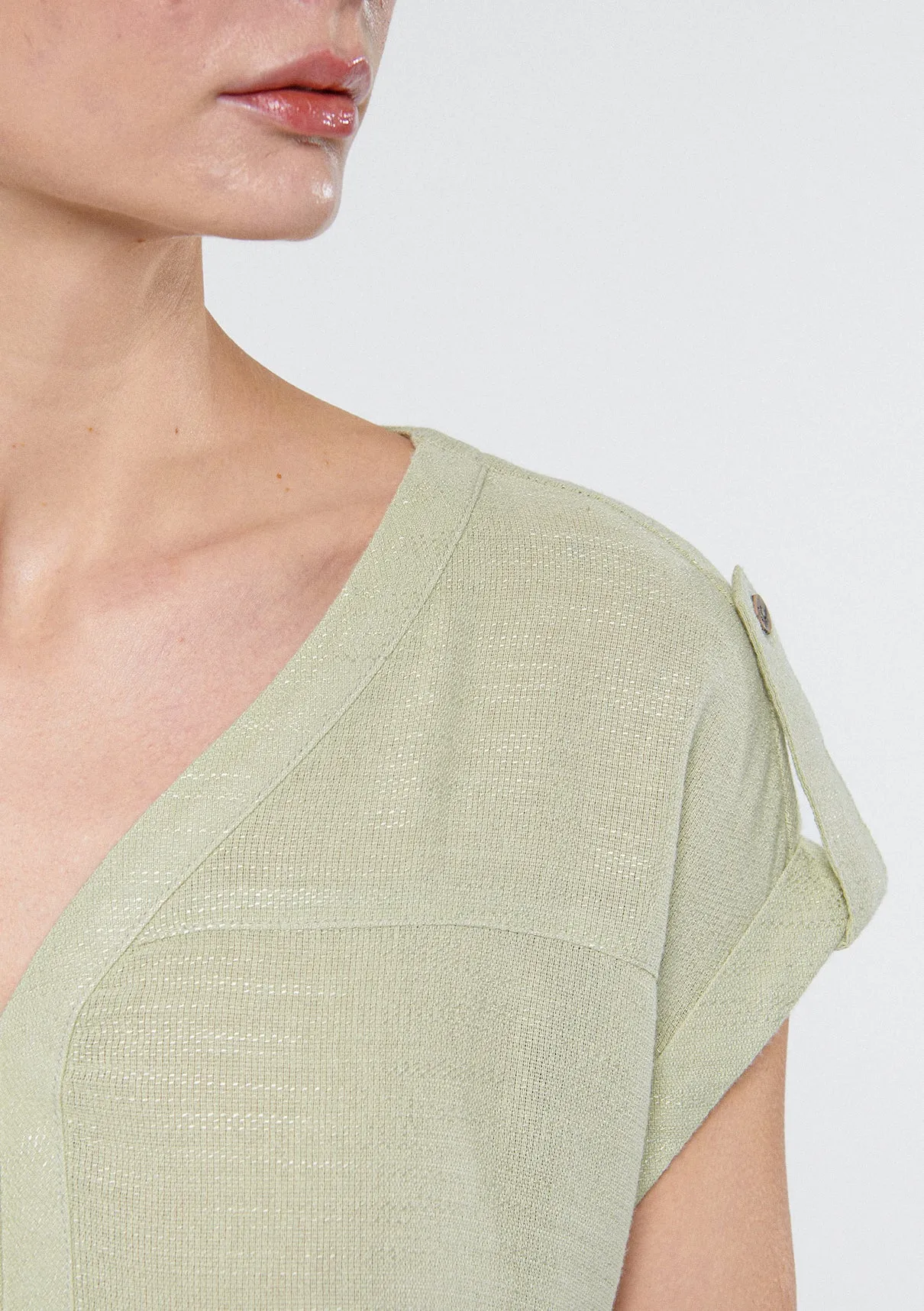 V Neck Green Blouse
