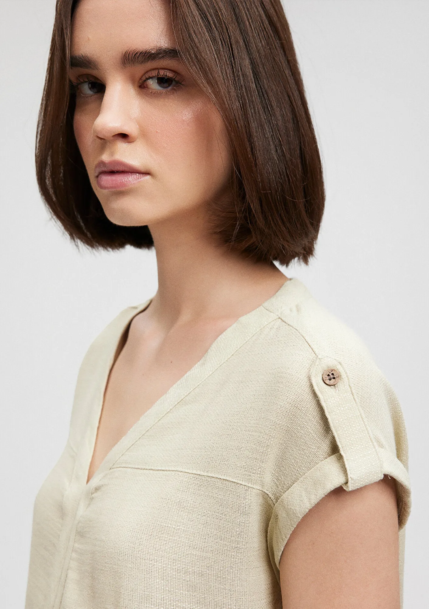 V Neck Green Blouse