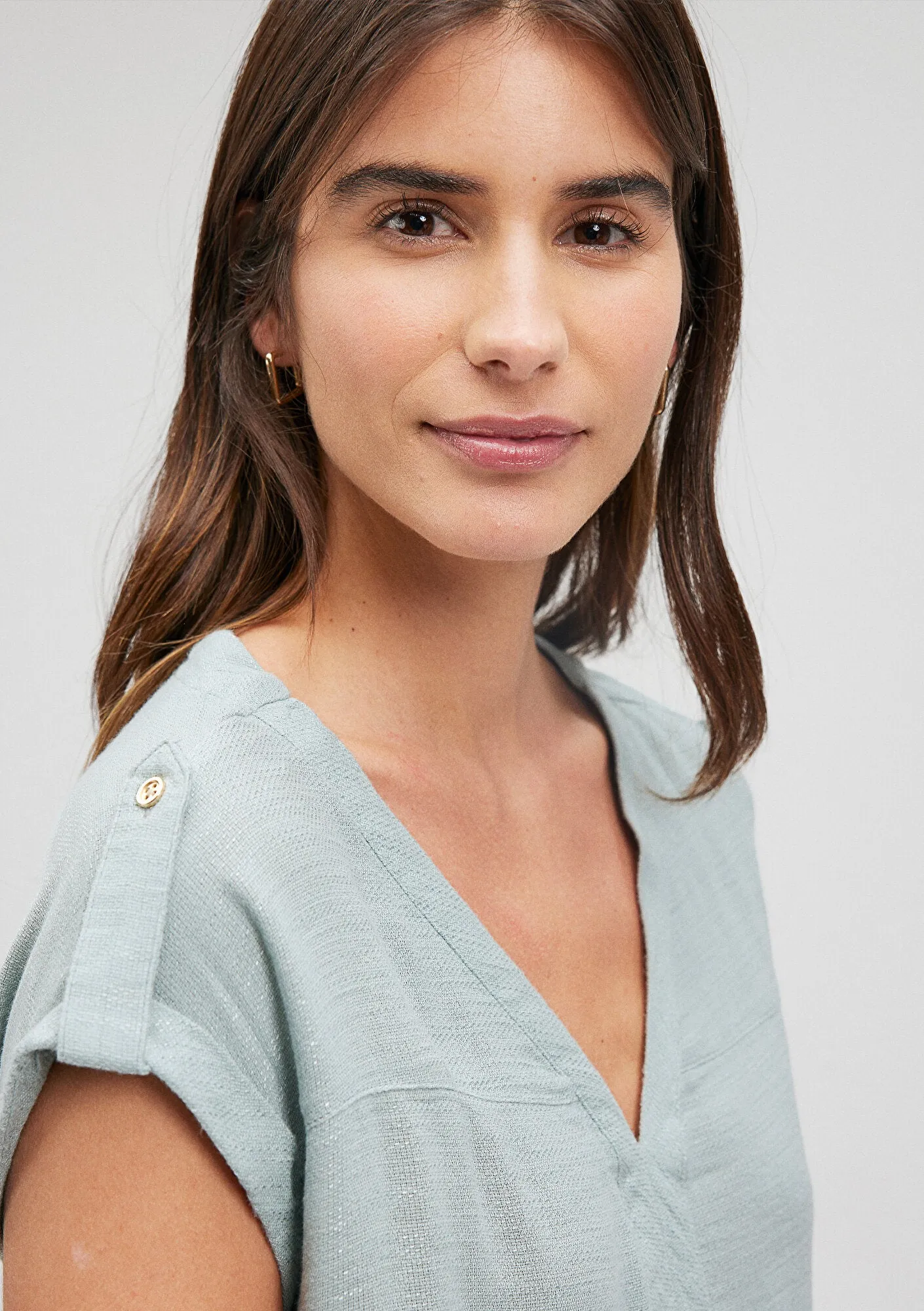 V Neck Green Blouse
