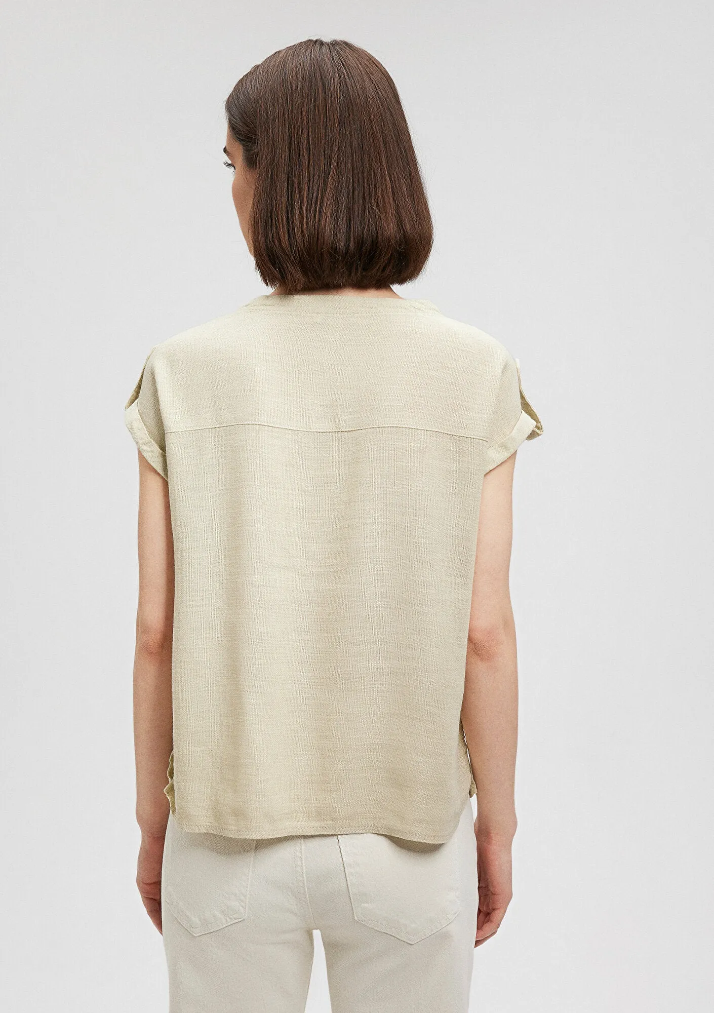 V Neck Green Blouse