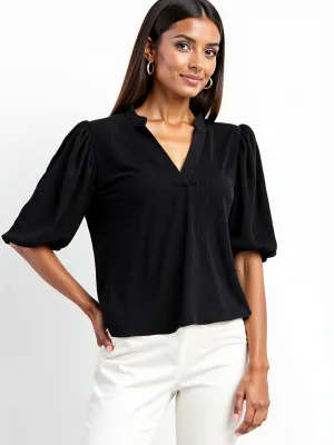 V Neck Puff Sleeve Top