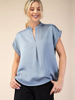 V Neck Satin Blouse