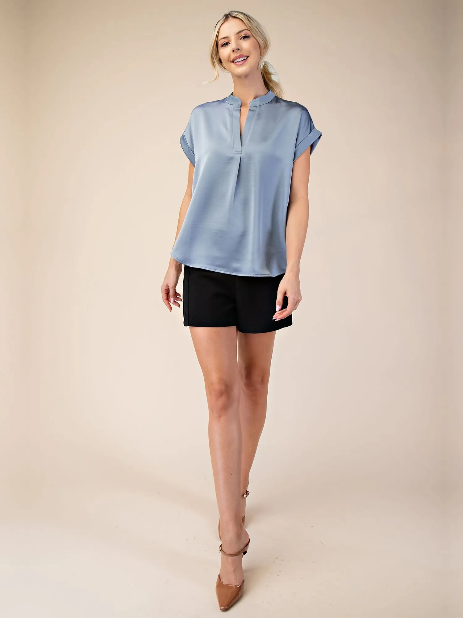 V Neck Satin Blouse
