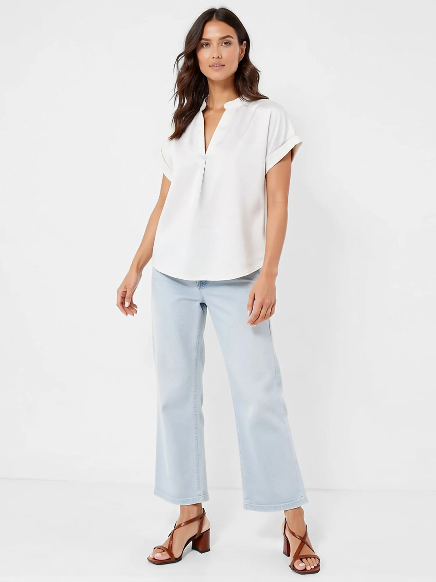 V Neck Satin Blouse