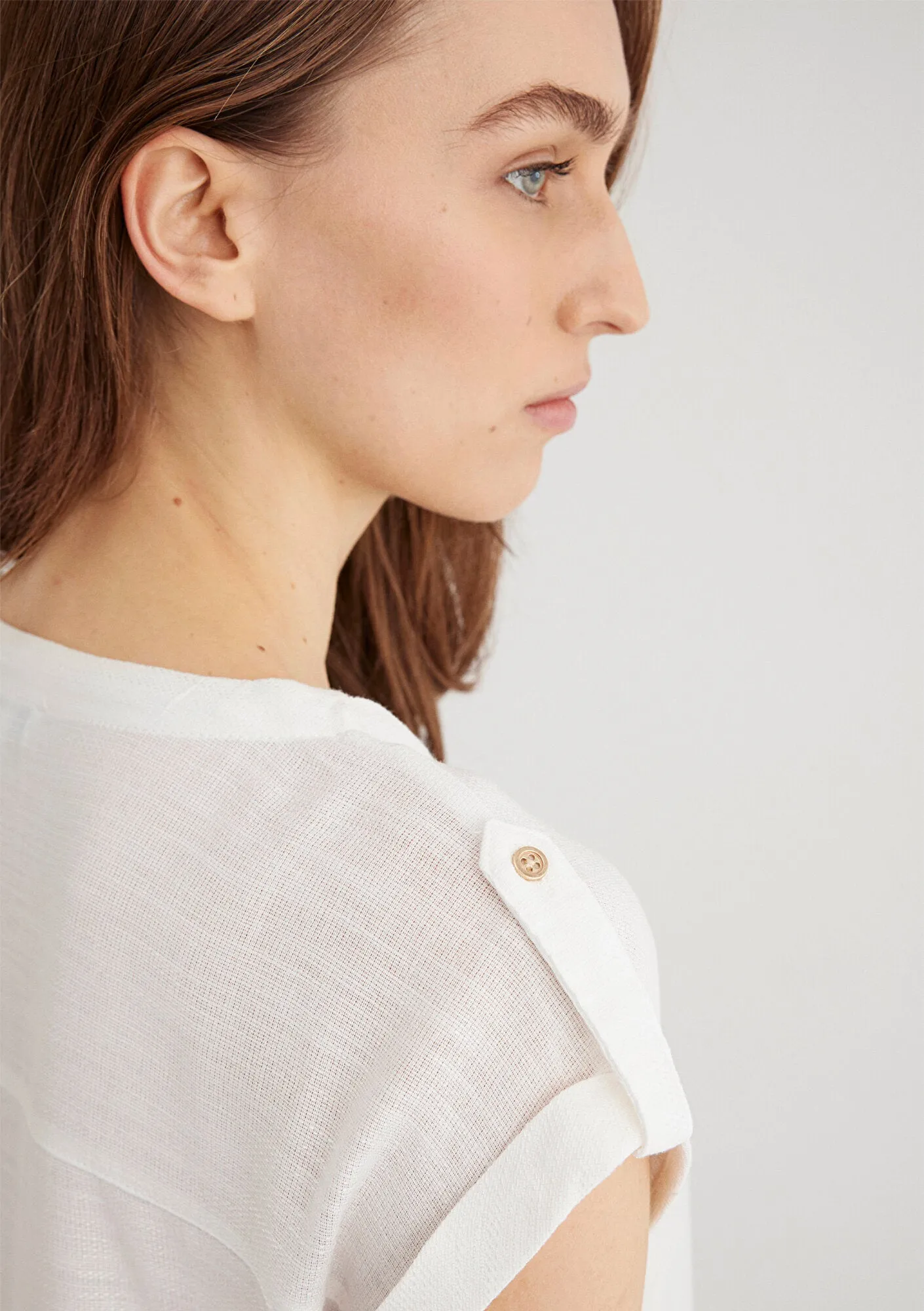 V Neck White Blouse